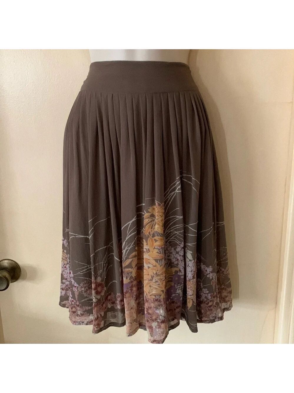 French Connection light brown silk skirt size 8
